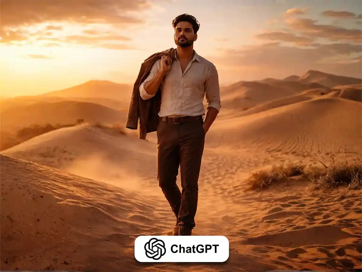 Cinematic Male Portrait in Golden Desert | Prompts for Men thumbnail 2