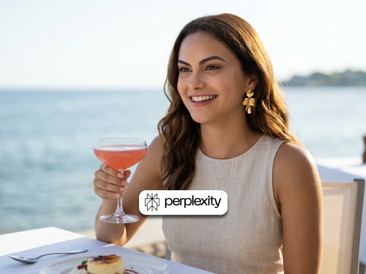 Lifestyle Portrait of Woman at Sunlit Outdoor Restaurant thumbnail 4