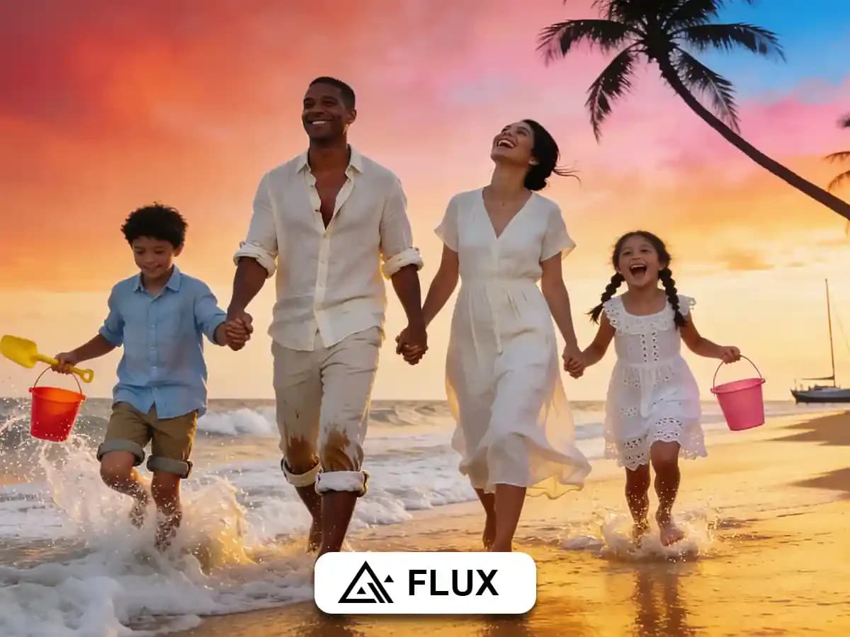 Golden Sunset Beach Family Prompts: Joyful Togetherness thumbnail 3