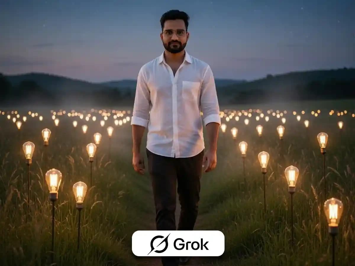 Hyper-Realistic Twilight Field with Glowing Bulbs thumbnail 5