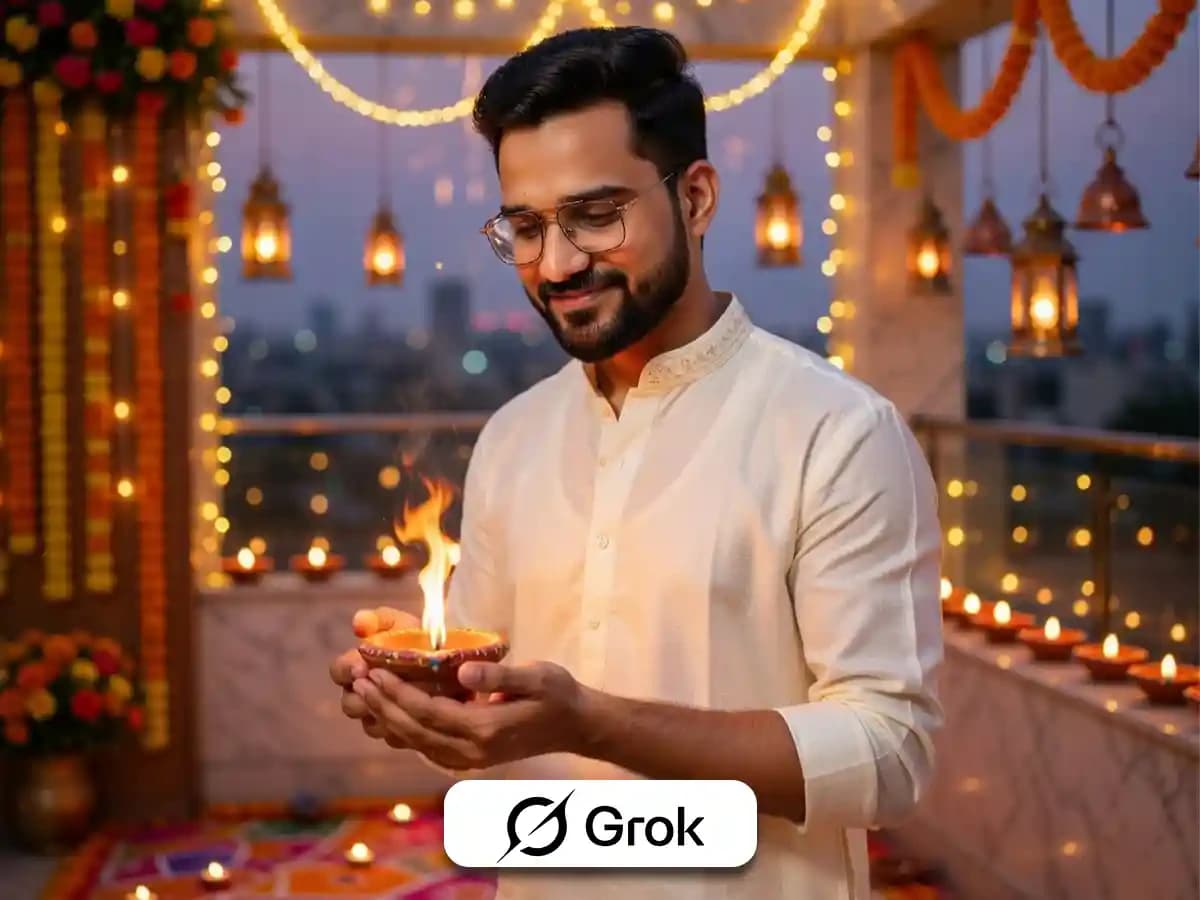 Diwali Festival Prompt – Young Indian Man Lighting Diya thumbnail 5