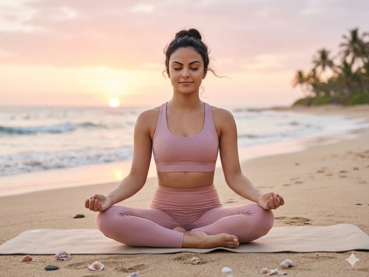 Yoga Wellness Prompts for Girls Beach Sunrise Scene cover
