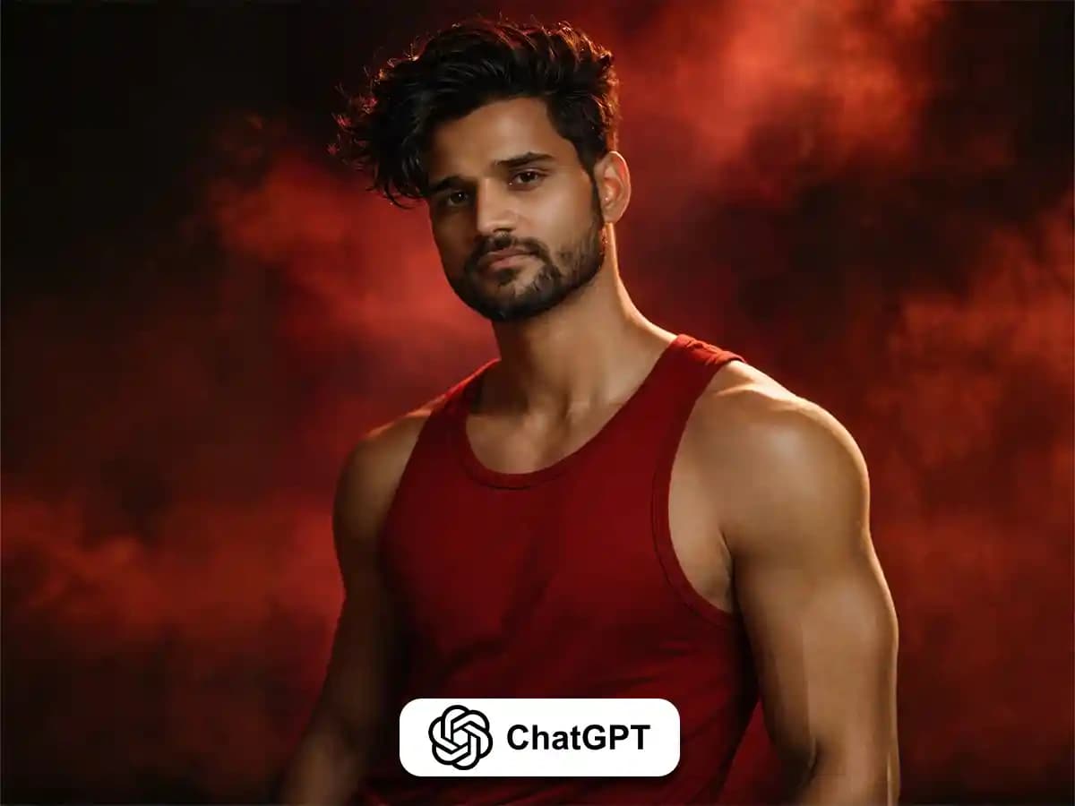Dramatic Red Smoky Male Model Portrait Photography thumbnail 2