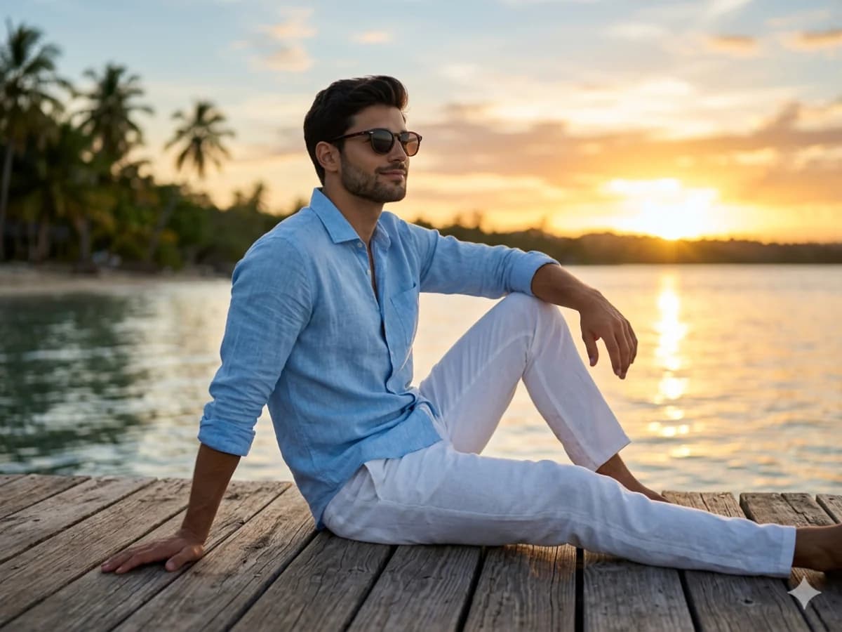 Sunset Photoshoot Ideas for Men's Cinematic Dock Portrait cover