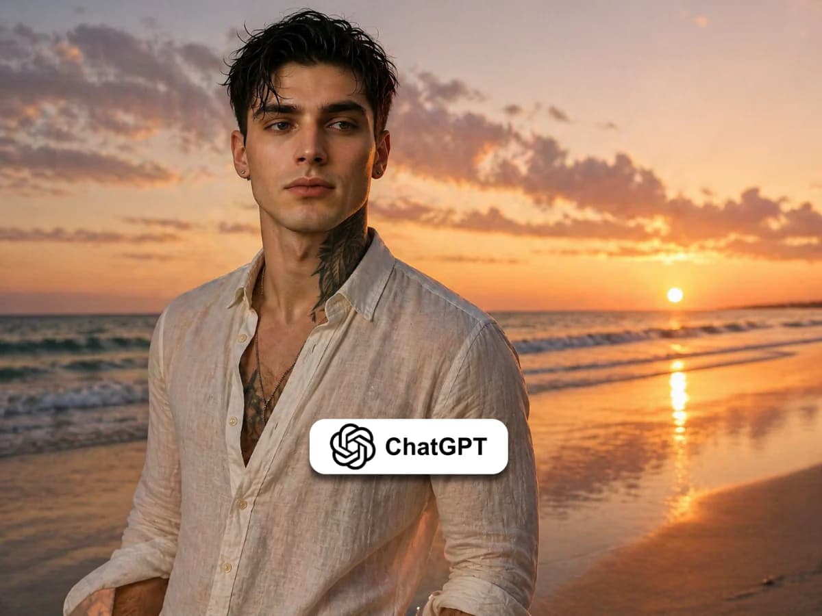 Beach Sunset Portrait of Relaxed Linen Shirt Man thumbnail 2