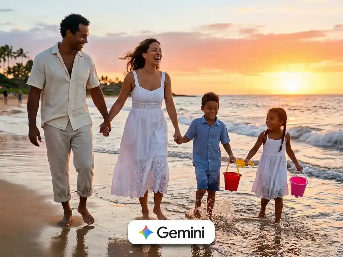 Golden Sunset Beach Family Prompts: Joyful Togetherness thumbnail 4