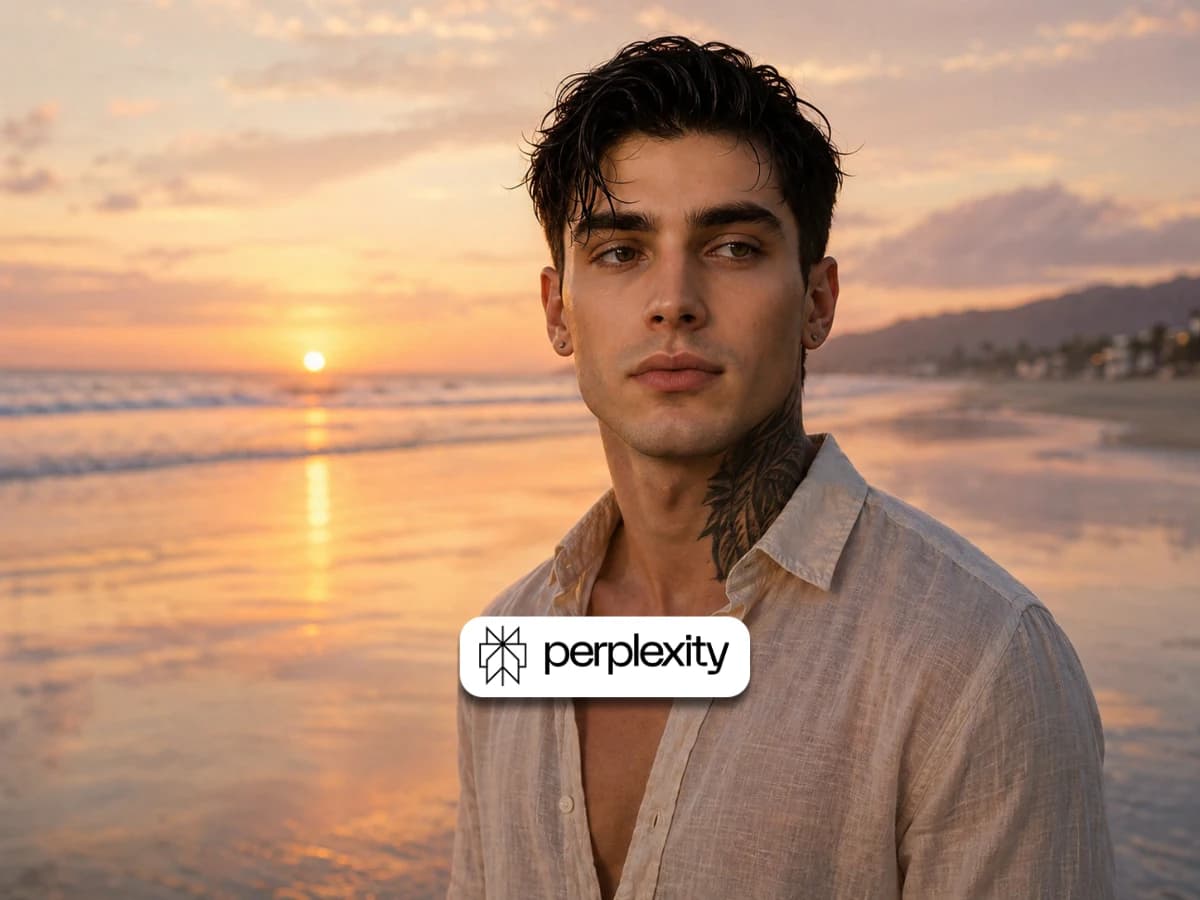 Beach Sunset Portrait of Relaxed Linen Shirt Man thumbnail 3