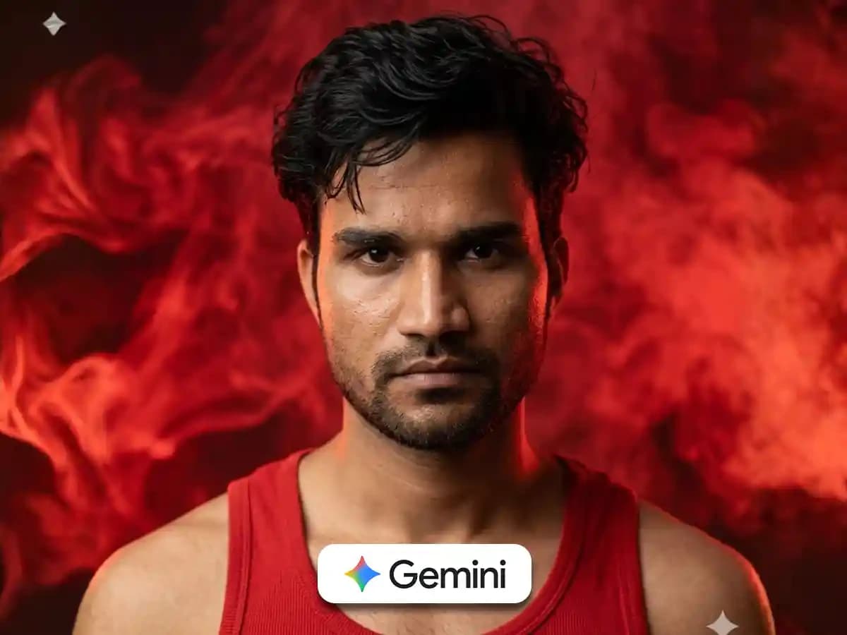 Dramatic Red Smoky Male Model Portrait Photography thumbnail 4