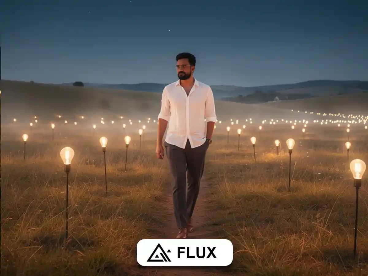 Hyper-Realistic Twilight Field with Glowing Bulbs thumbnail 3