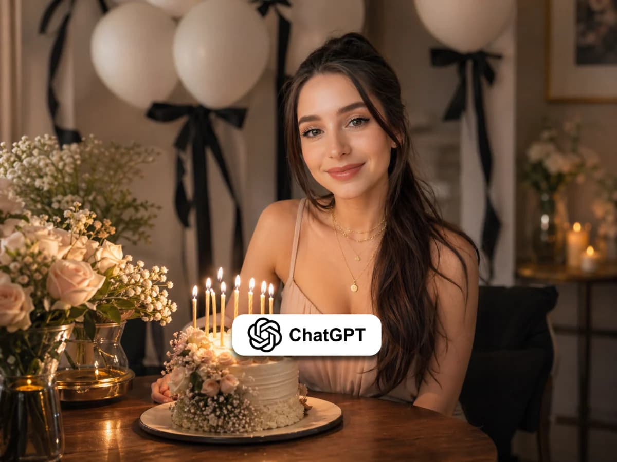 Elegant Birthday Pictures of Woman with Cake Glow thumbnail 3