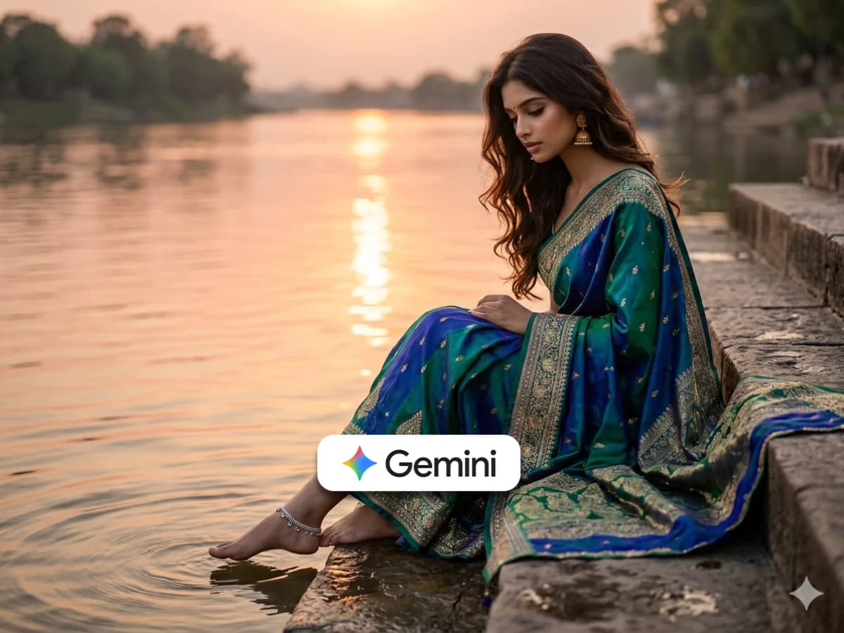 Sunset Portrait Photography River Saree Shoot thumbnail 3