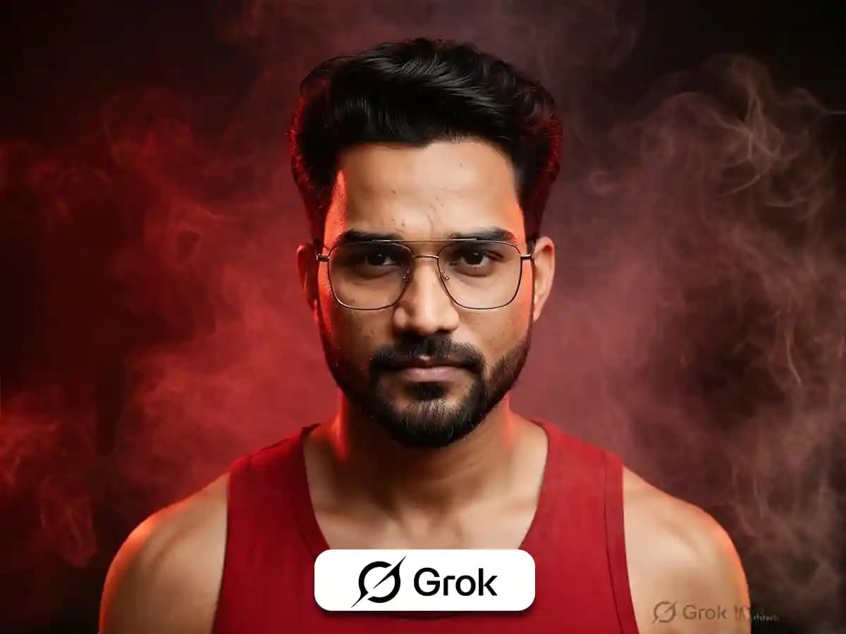 Dramatic Red Smoky Male Model Portrait Photography thumbnail 5