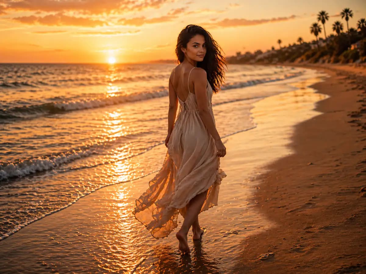 Golden Hour Beach Walk Cinematic Portrait cover