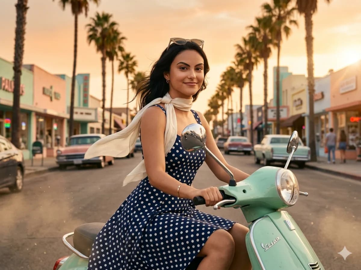 Vintage Scooter Girl Photography Prompt Cinematic Style cover