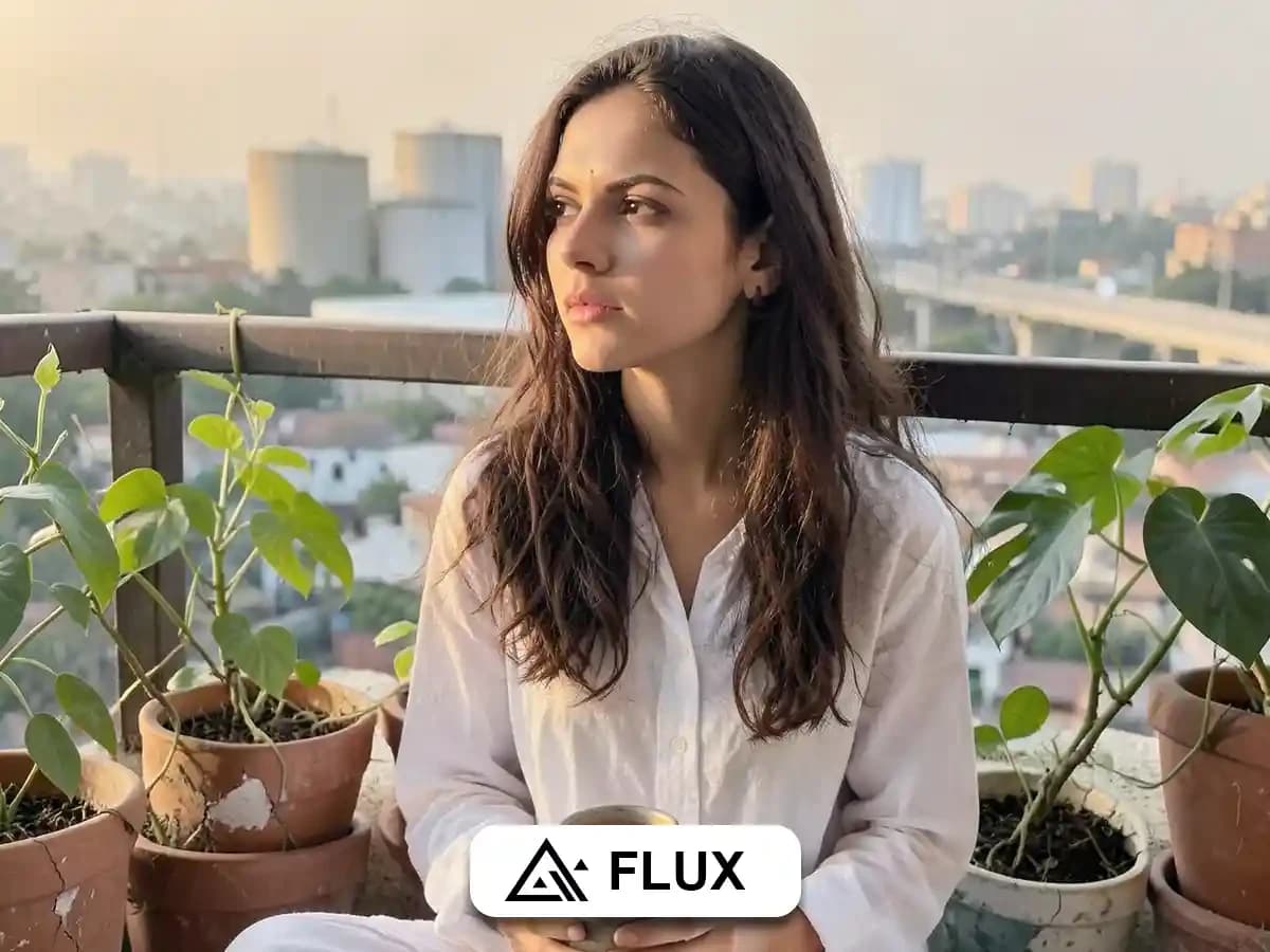 Soft Life AI Portrait Cozy Sunrise Balcony Aesthetic thumbnail 3