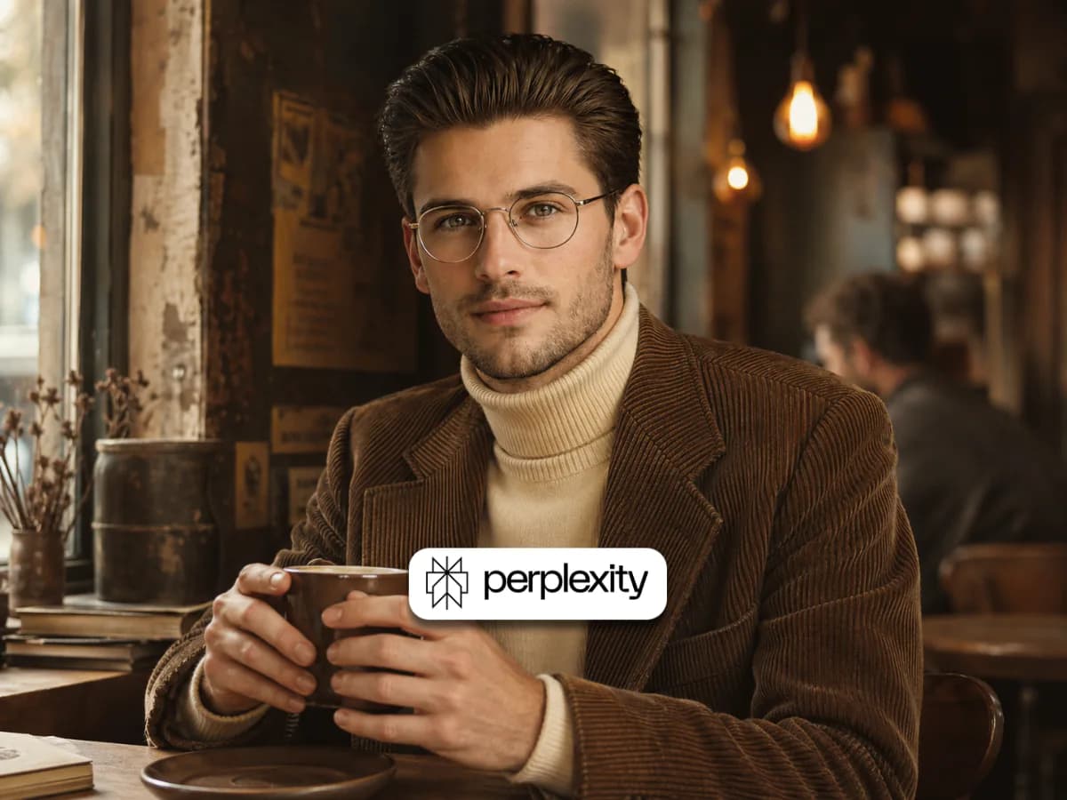 Vintage Clothing Man Portrait in Cozy Coffee Shop Scene thumbnail 3