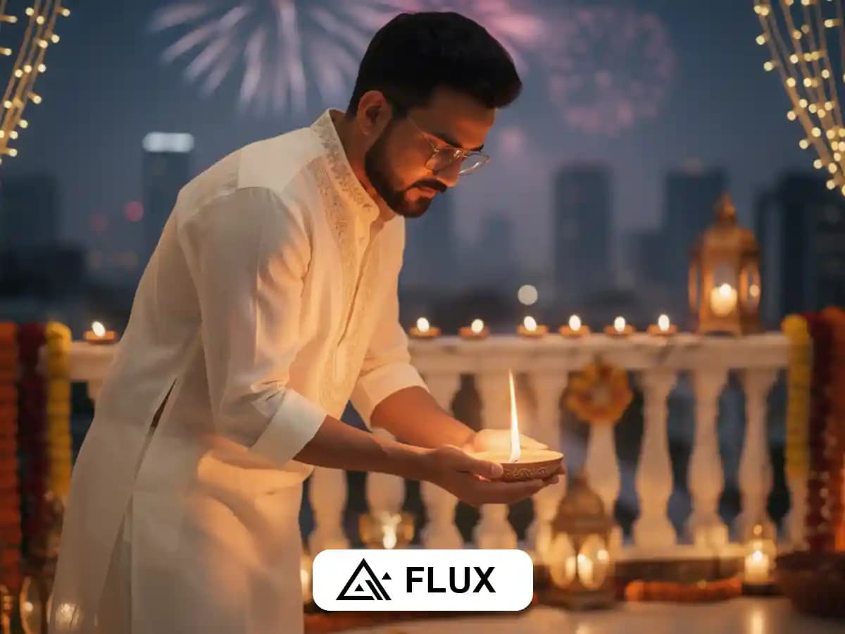 Diwali Festival Prompt – Young Indian Man Lighting Diya thumbnail 3