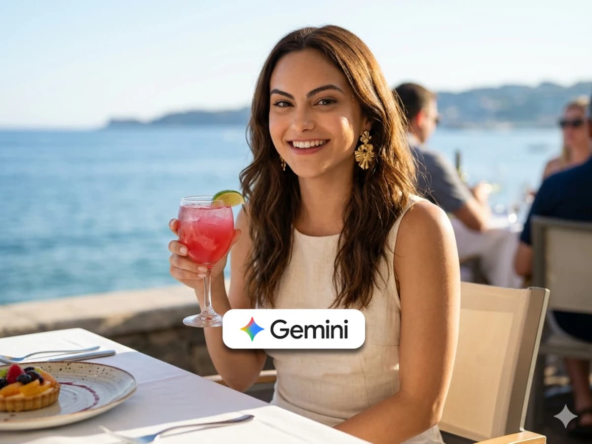 Lifestyle Portrait of Woman at Sunlit Outdoor Restaurant thumbnail 2