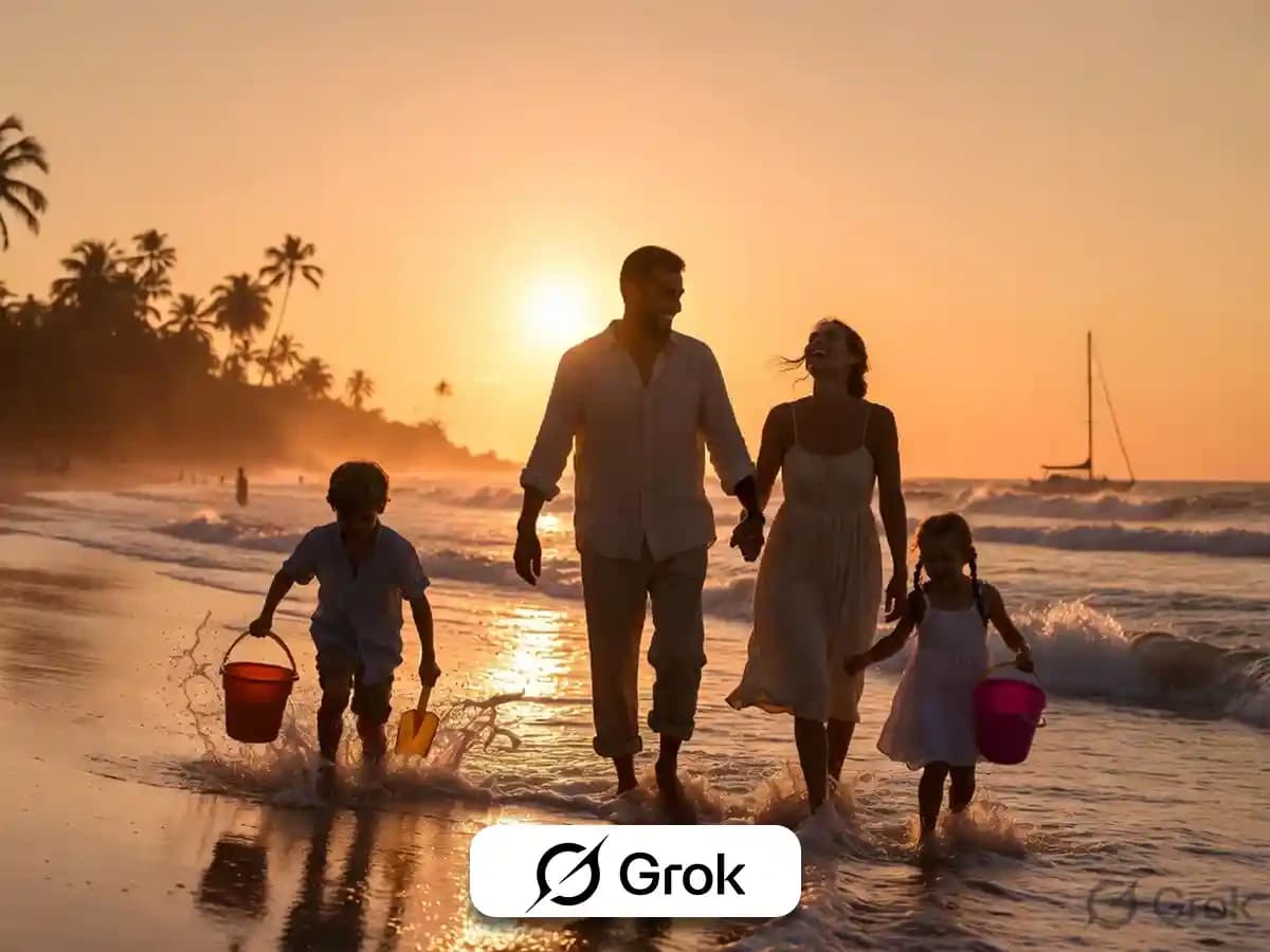 Golden Sunset Beach Family Prompts: Joyful Togetherness thumbnail 5