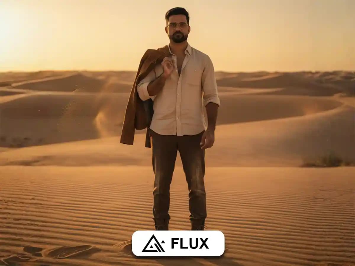 Cinematic Male Portrait in Golden Desert | Prompts for Men thumbnail 3