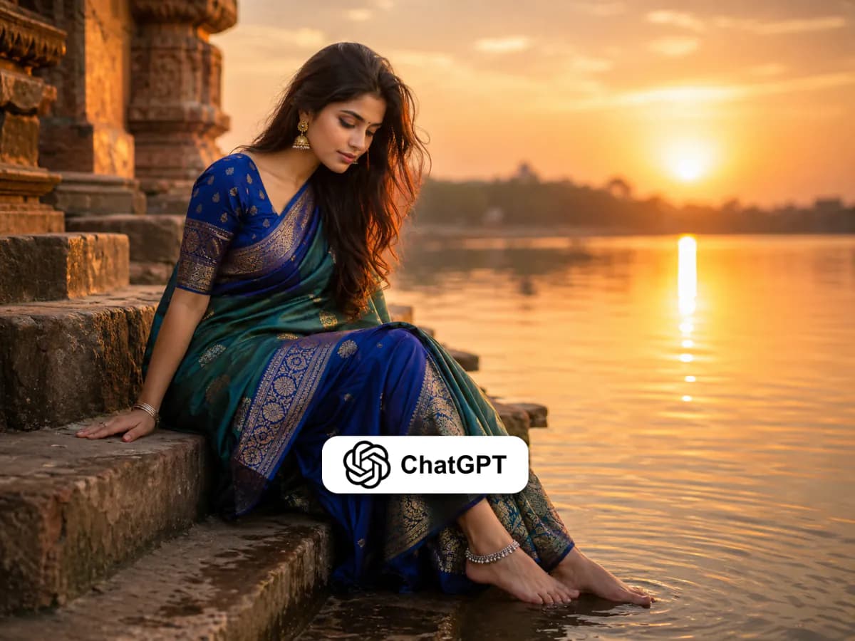 Sunset Portrait Photography River Saree Shoot thumbnail 2
