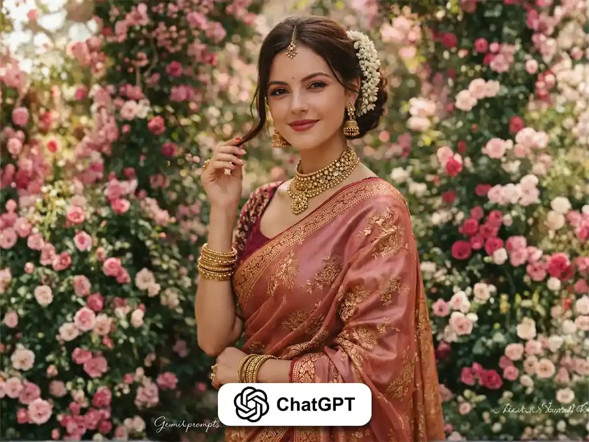Cinematic AI Portrait Woman Amid Lush Blooms thumbnail 2