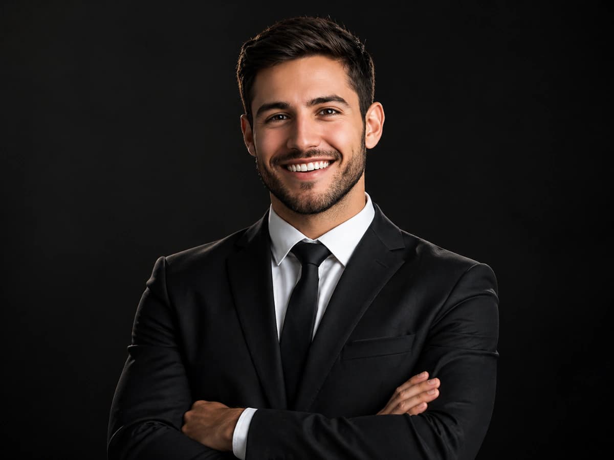 LinkedIn Profile Picture Black Suit Portrait Man cover