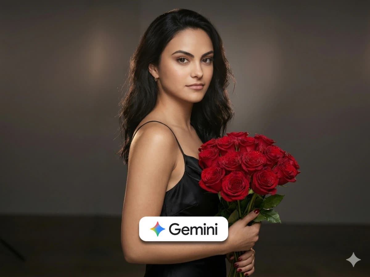 Elegant Studio Portrait of Woman in Black Dress with Roses thumbnail 4