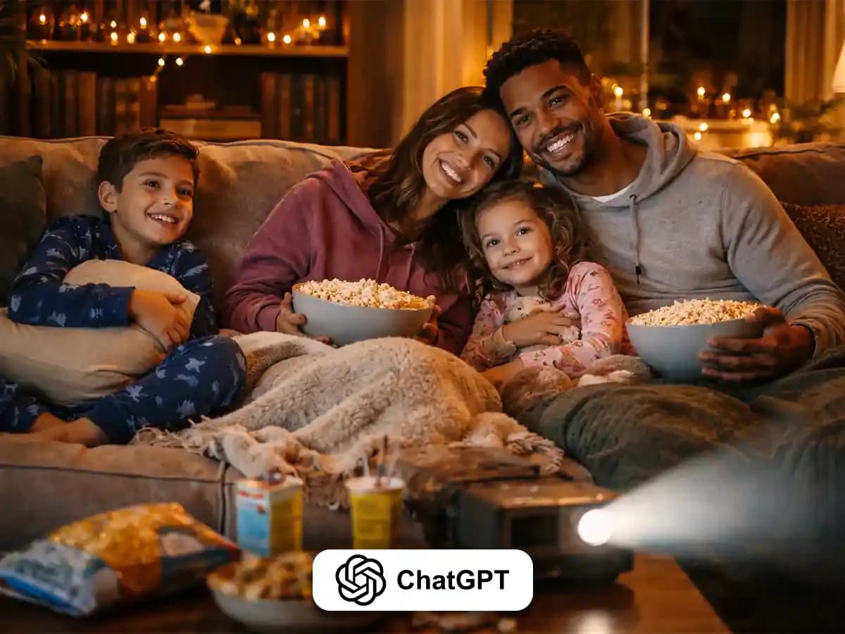 Cozy Family Prompt: Warm Movie Night Together thumbnail 2