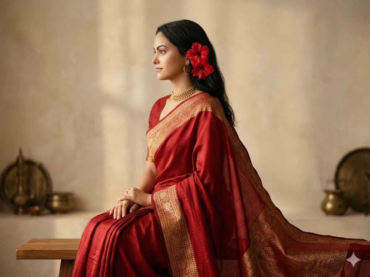 Saree Photoshoot Ideas Elegant Portrait Concept
