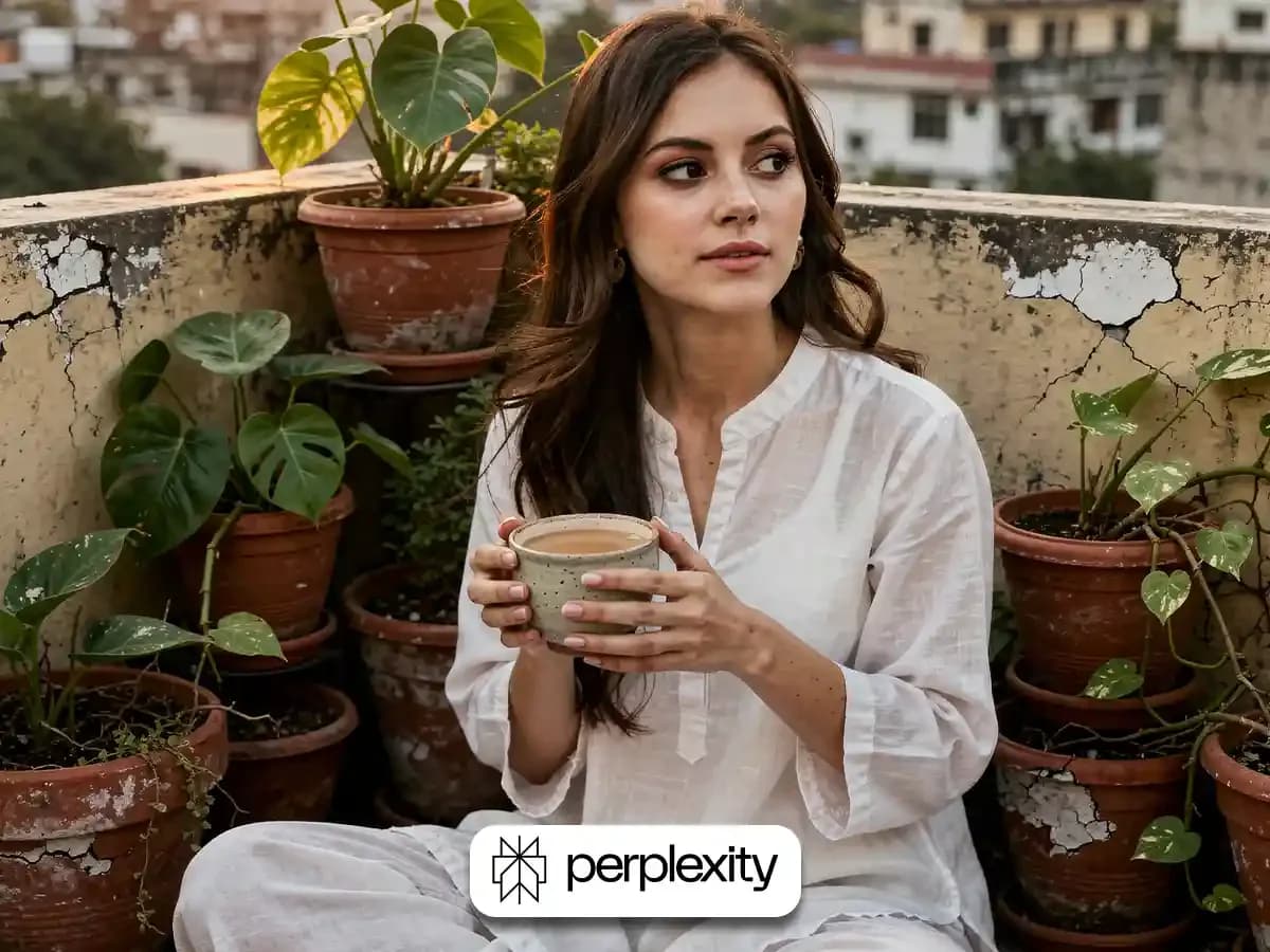 Soft Life AI Portrait Cozy Sunrise Balcony Aesthetic thumbnail 6