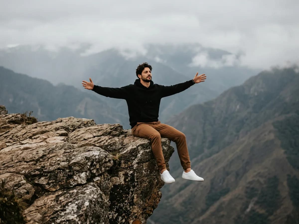 Men Photoshoot Ideas Mountain Cliff Cinematic Photoshoot cover