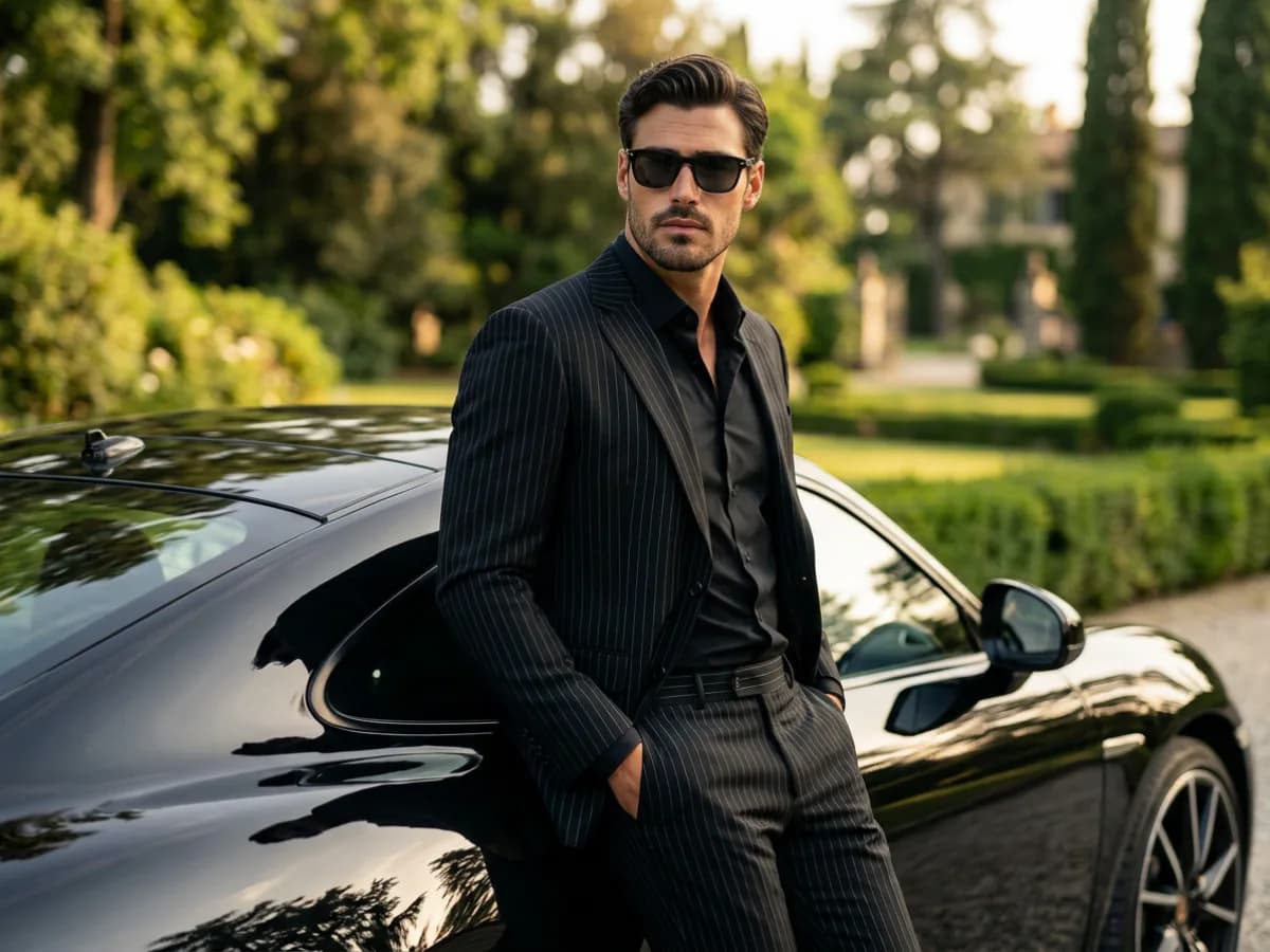 Luxury Lifestyle Photography Black Suit Car Shoot Scene cover