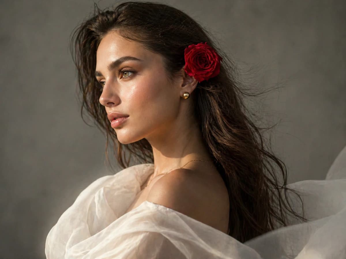 Trending Prompts: Elegant Profile Portrait with Rose Beauty cover