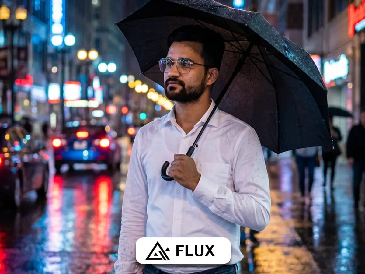 Cinematic Night Street Photography Portrait in Rain thumbnail 3