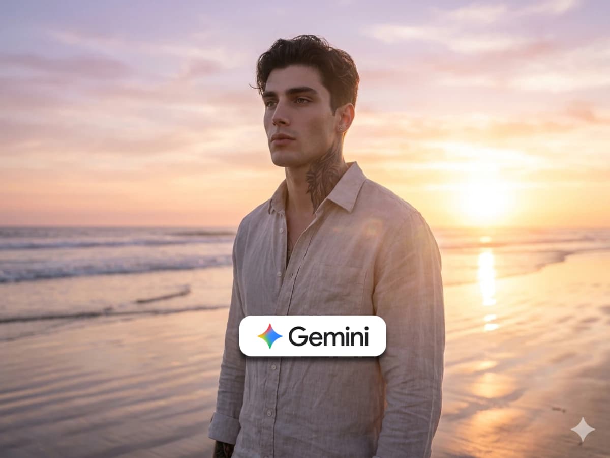 Beach Sunset Portrait of Relaxed Linen Shirt Man thumbnail 4