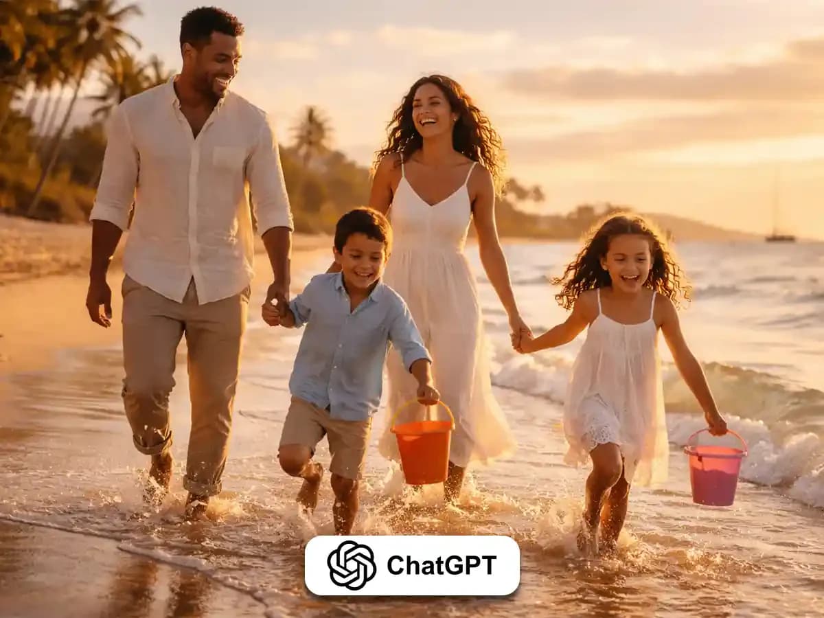 Golden Sunset Beach Family Prompts: Joyful Togetherness thumbnail 2