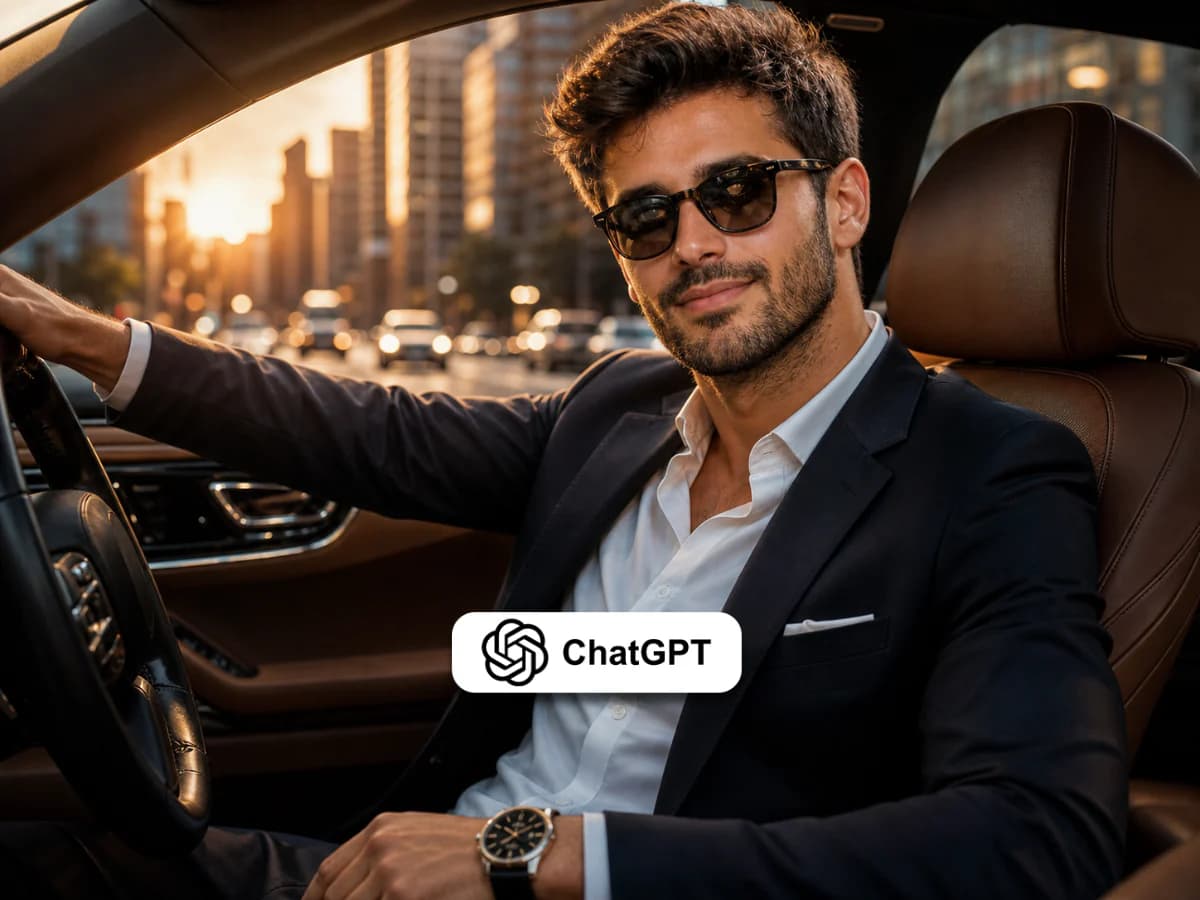 Luxury Lifestyle Portrait in Modern Car at Golden Hour thumbnail 4