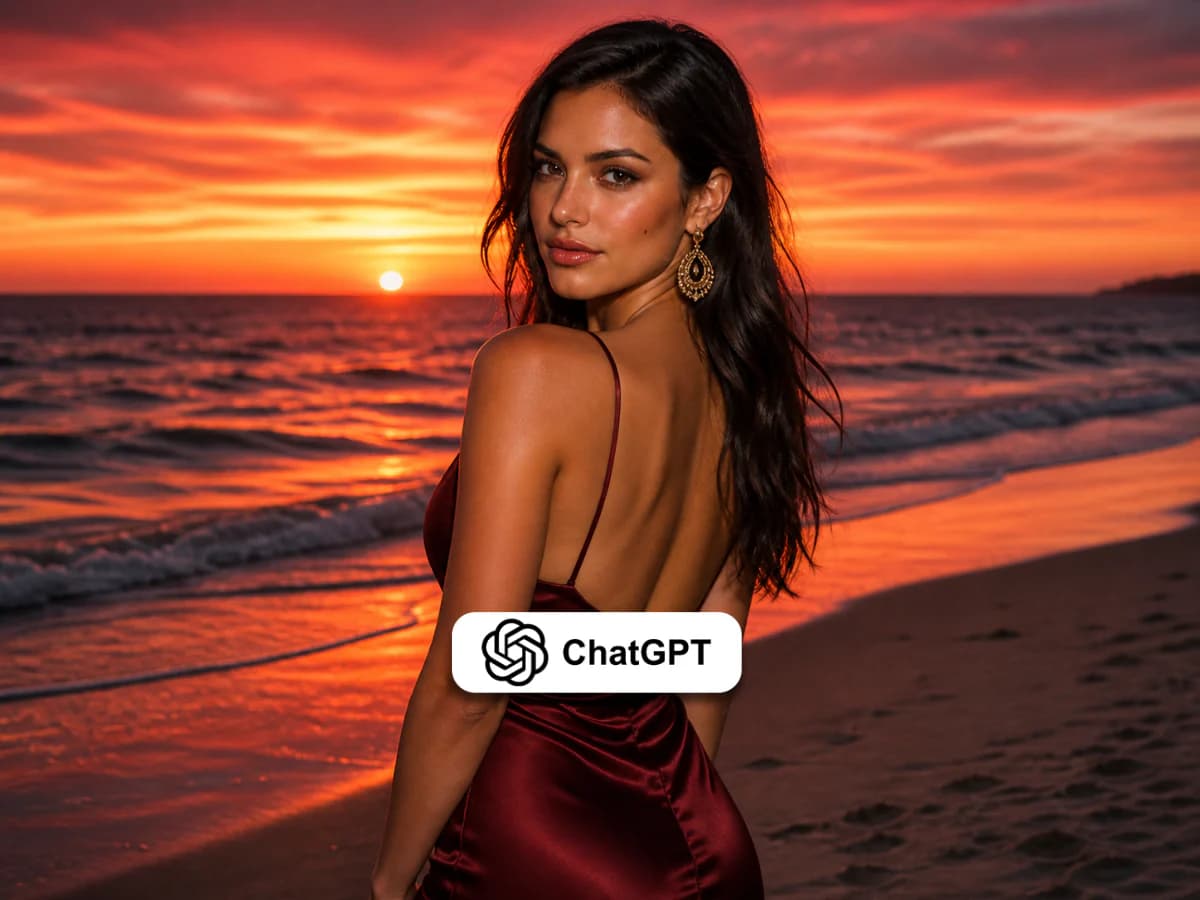 Orange Sunset Beach Portrait – Romantic Ocean Scene thumbnail 3