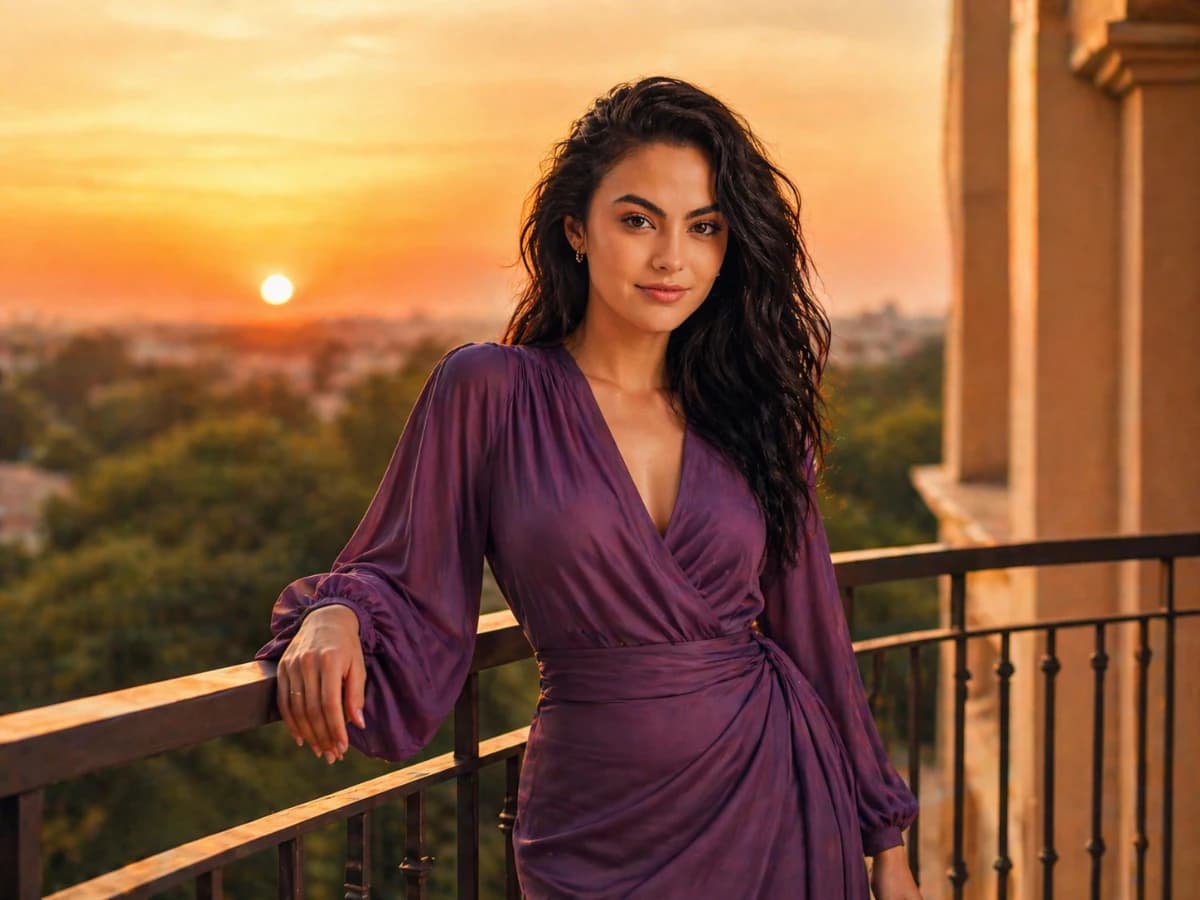 Sunset Portrait Woman on Balcony in Golden Light cover